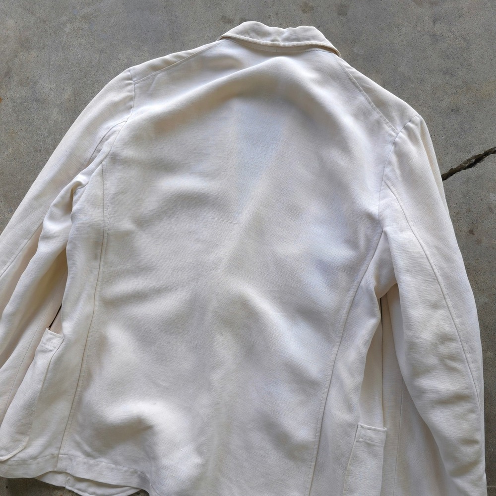 Vintage 1930s Cream Pure Irish Linen Sport Coat 40 Short Made in USA - Picture 5 of 15